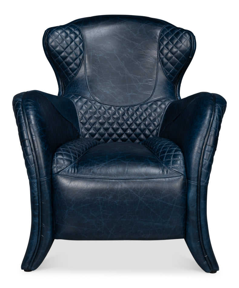 Hera Leather Blue Arm Chair