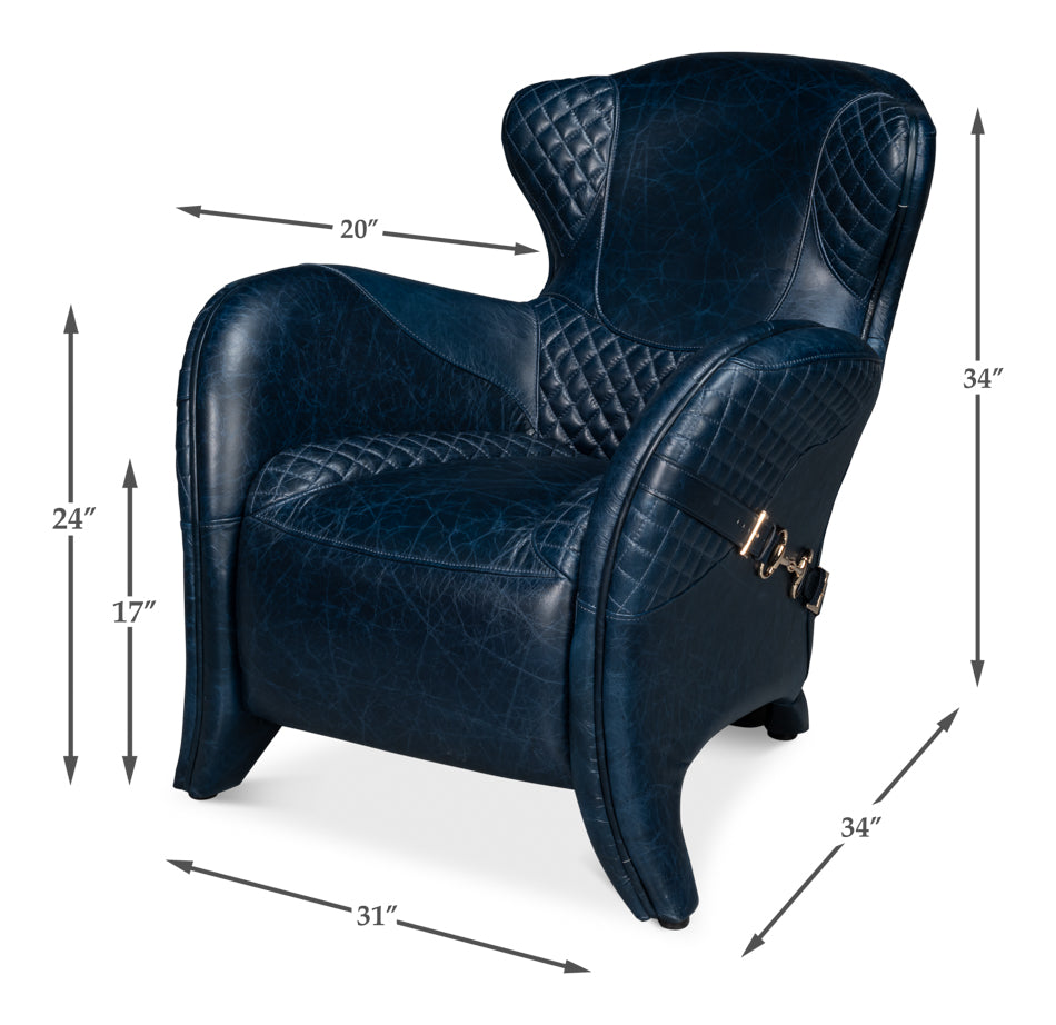 Hera Leather Blue Arm Chair