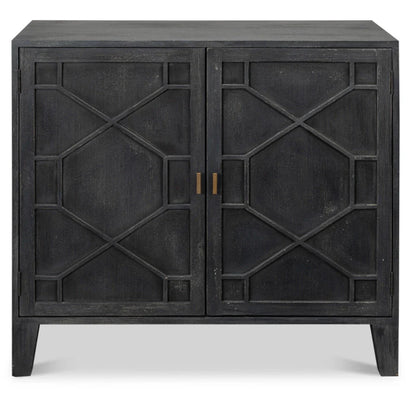 Vanka Black Modern Farmhouse Storage Solution Sideboard