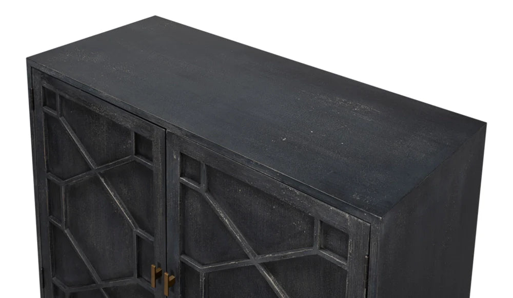 Vanka Black Modern Farmhouse Storage Solution Sideboard