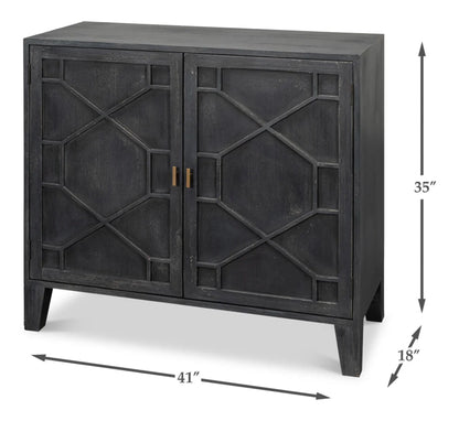 Vanka Black Modern Farmhouse Storage Solution Sideboard