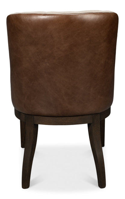 Lyra Wood and Leather Black Armless Side Chair