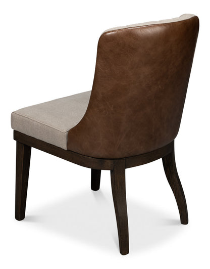 Lyra Wood and Leather Black Armless Side Chair