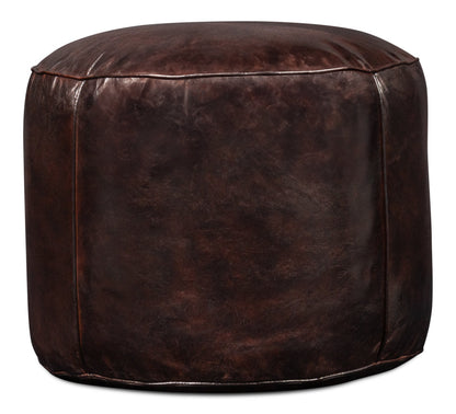 Soccerball Leather Dark Brown Stool