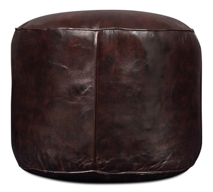 Soccerball Leather Dark Brown Stool