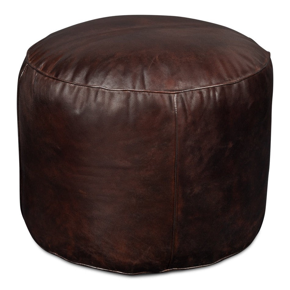 Soccerball Leather Dark Brown Stool