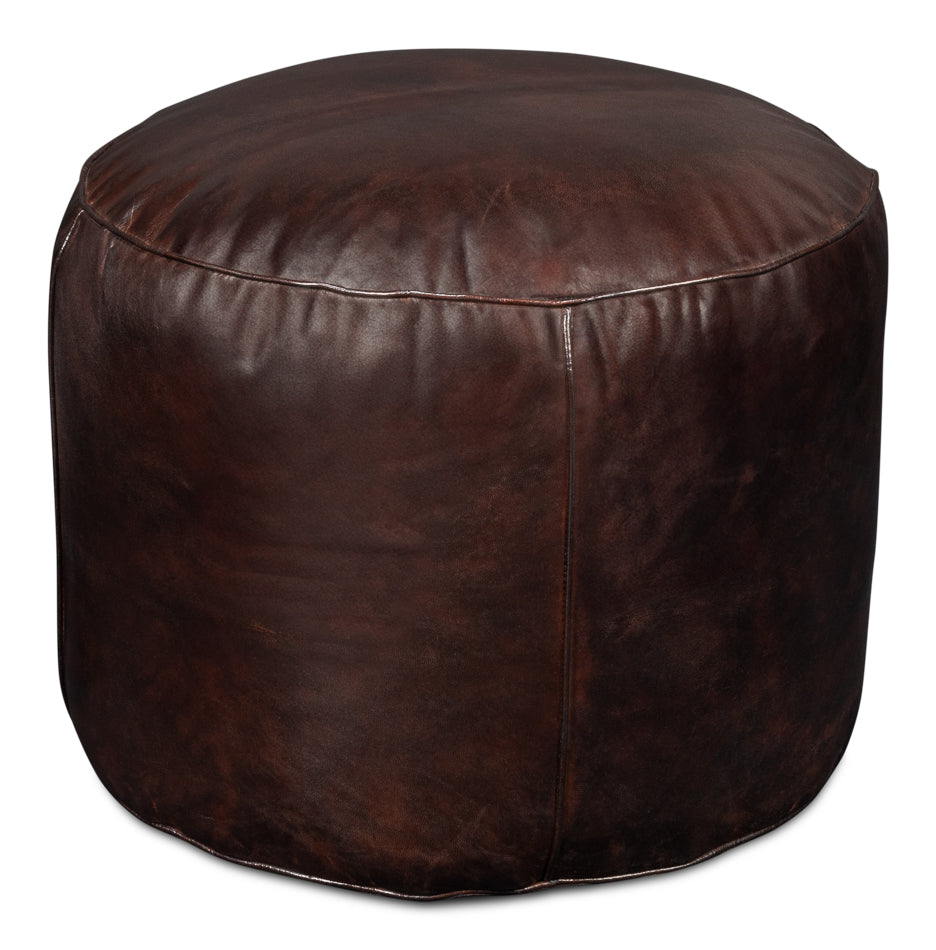 Soccerball Leather Dark Brown Stool