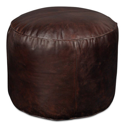 Soccerball Leather Dark Brown Stool