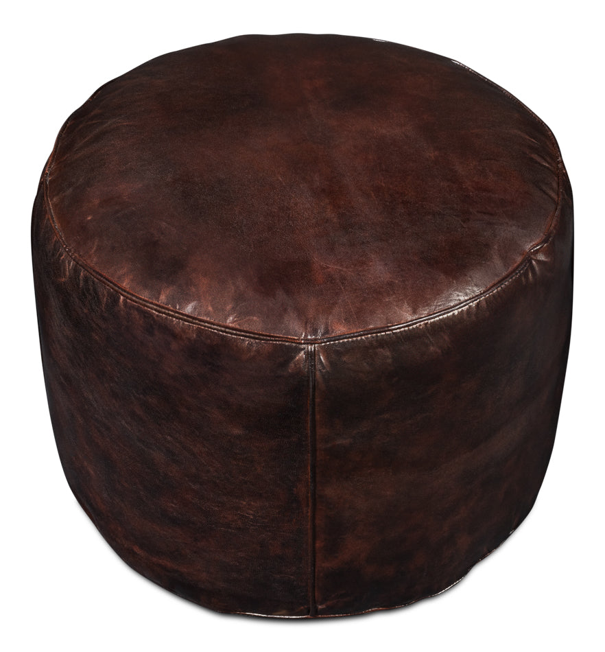 Soccerball Leather Dark Brown Stool