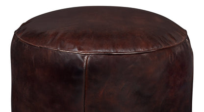 Soccerball Leather Dark Brown Stool