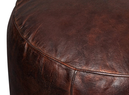 Soccerball Leather Dark Brown Stool