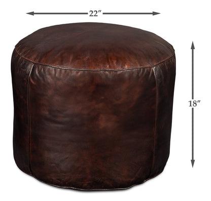 Soccerball Leather Dark Brown Stool