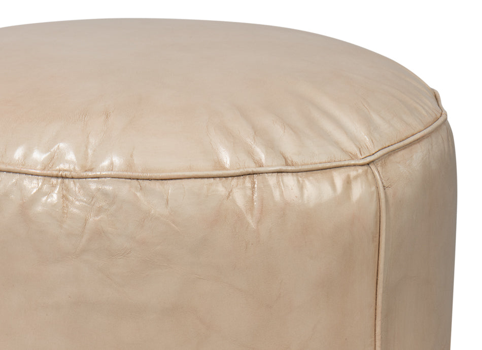 Soccerball Leather Beige Stool