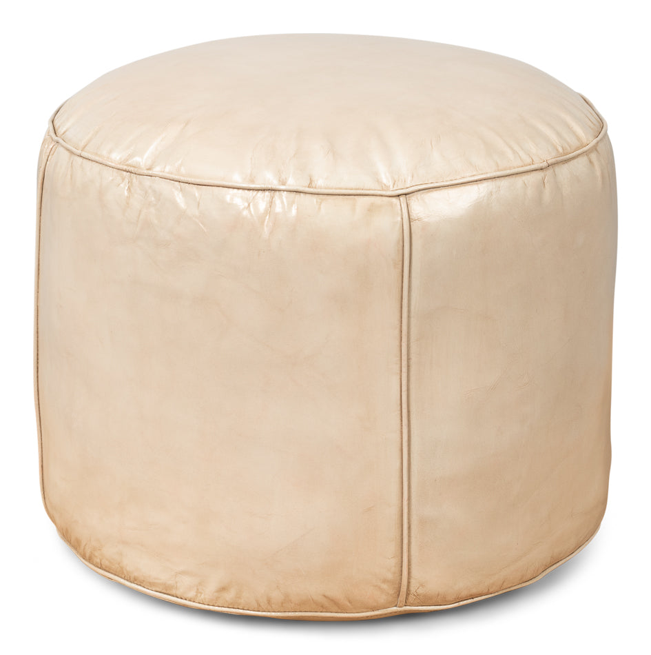 Soccerball Leather Beige Stool