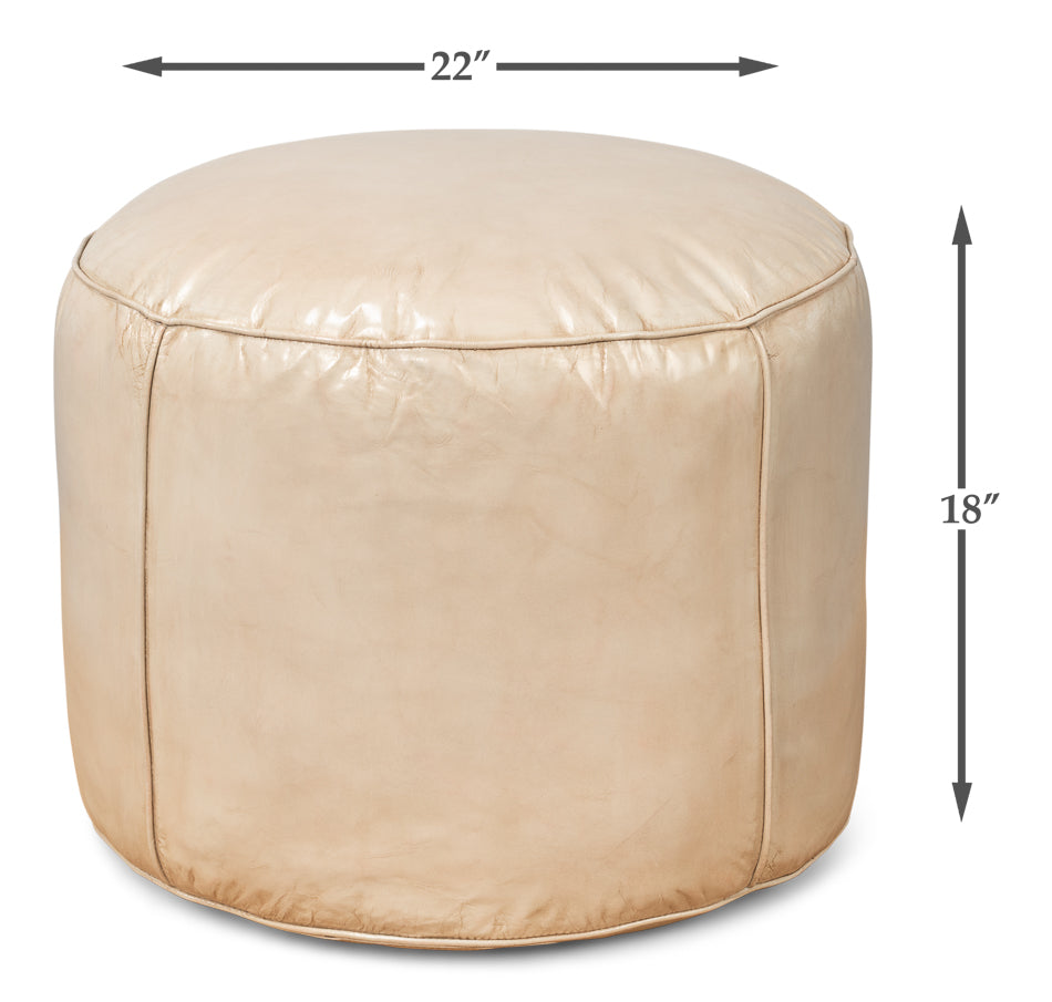 Soccerball Leather Beige Stool