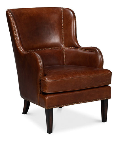 Whitney Distilled Leather Brown Arm Chair