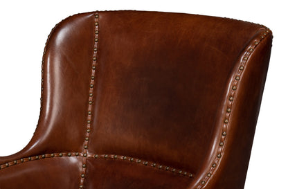 Whitney Distilled Leather Brown Arm Chair