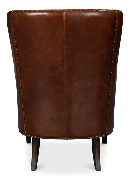 Whitney Distilled Leather Brown Arm Chair