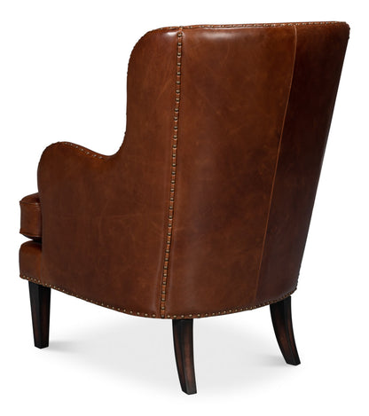 Whitney Distilled Leather Brown Arm Chair