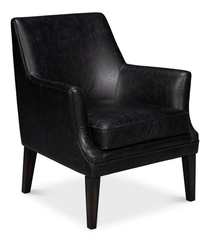 Royalton Distilled Leather Black Arm Chair