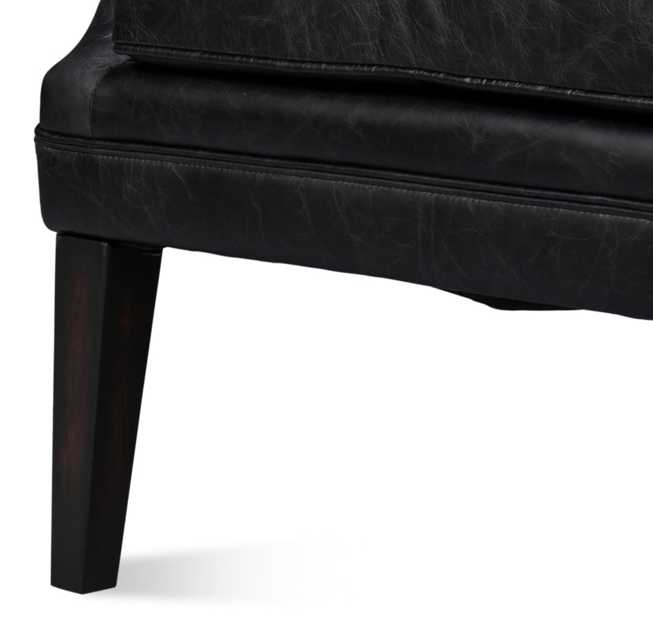 Royalton Distilled Leather Black Arm Chair