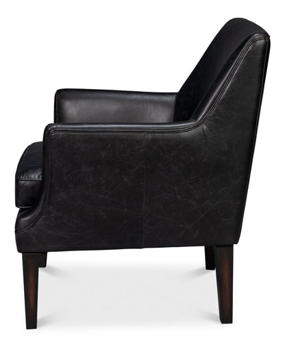 Royalton Distilled Leather Black Arm Chair