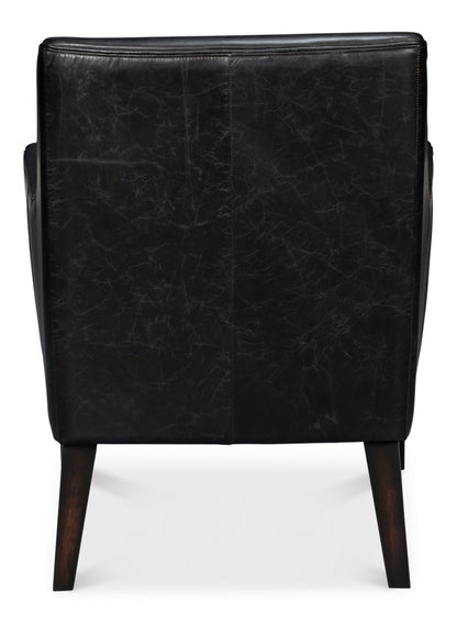 Royalton Distilled Leather Black Arm Chair