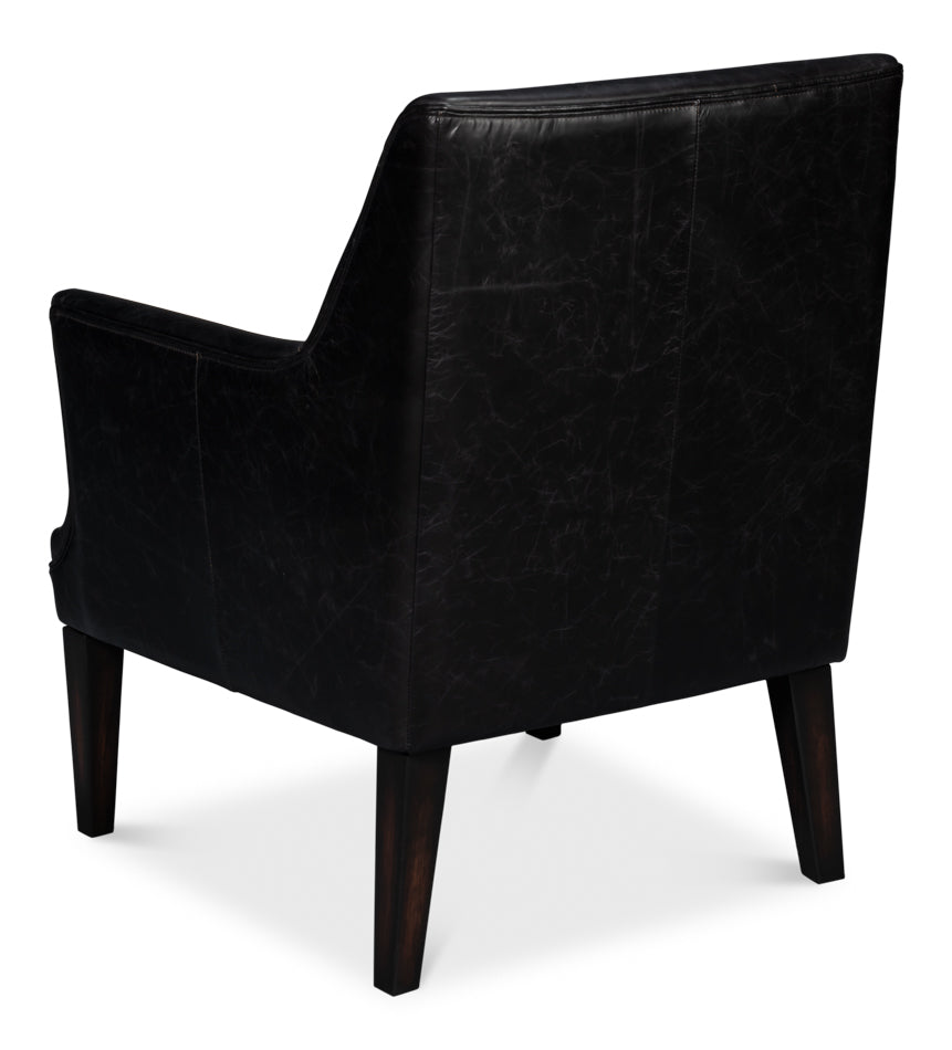 Royalton Distilled Leather Black Arm Chair