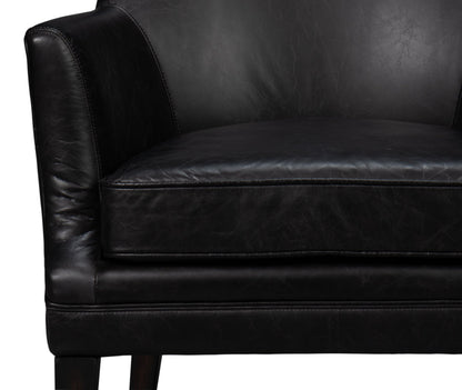 Royalton Distilled Leather Black Arm Chair