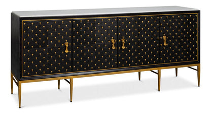 Palisade Shagreen Wood and Metal Black Credenza