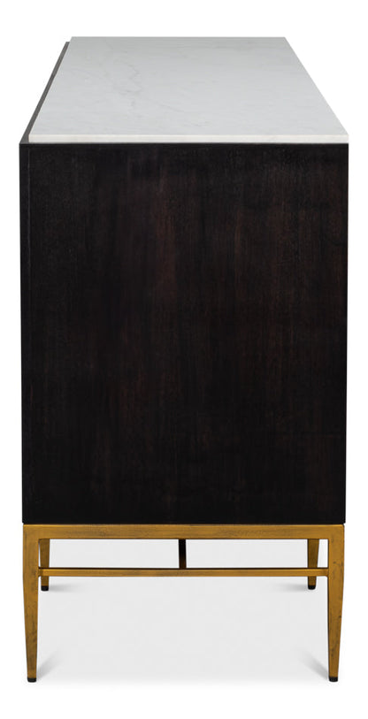 Palisade Shagreen Wood and Metal Black Credenza