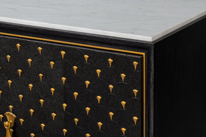 Palisade Shagreen Wood and Metal Black Credenza