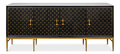 Palisade Shagreen Wood and Metal Black Credenza