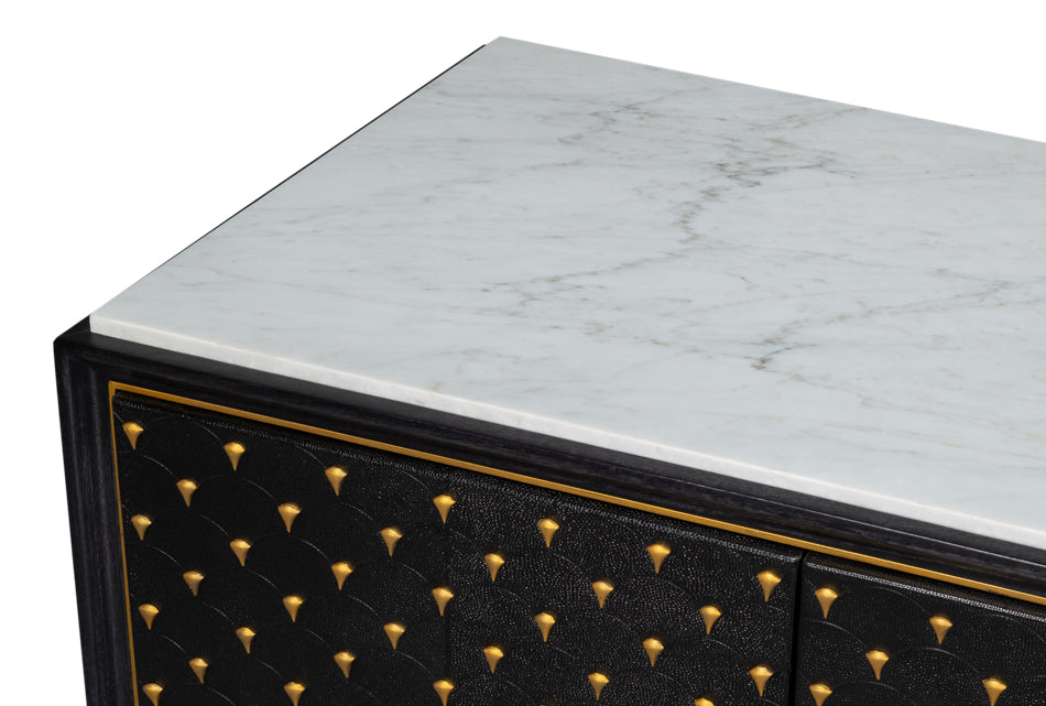 Palisade Shagreen Wood and Metal Black Credenza