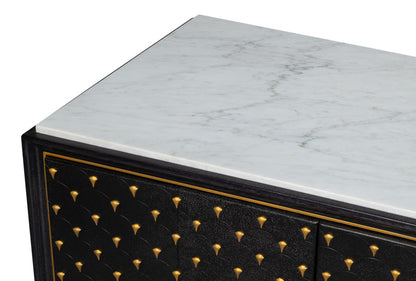 Palisade Shagreen Wood and Metal Black Credenza