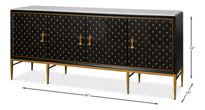 Palisade Shagreen Wood and Metal Black Credenza