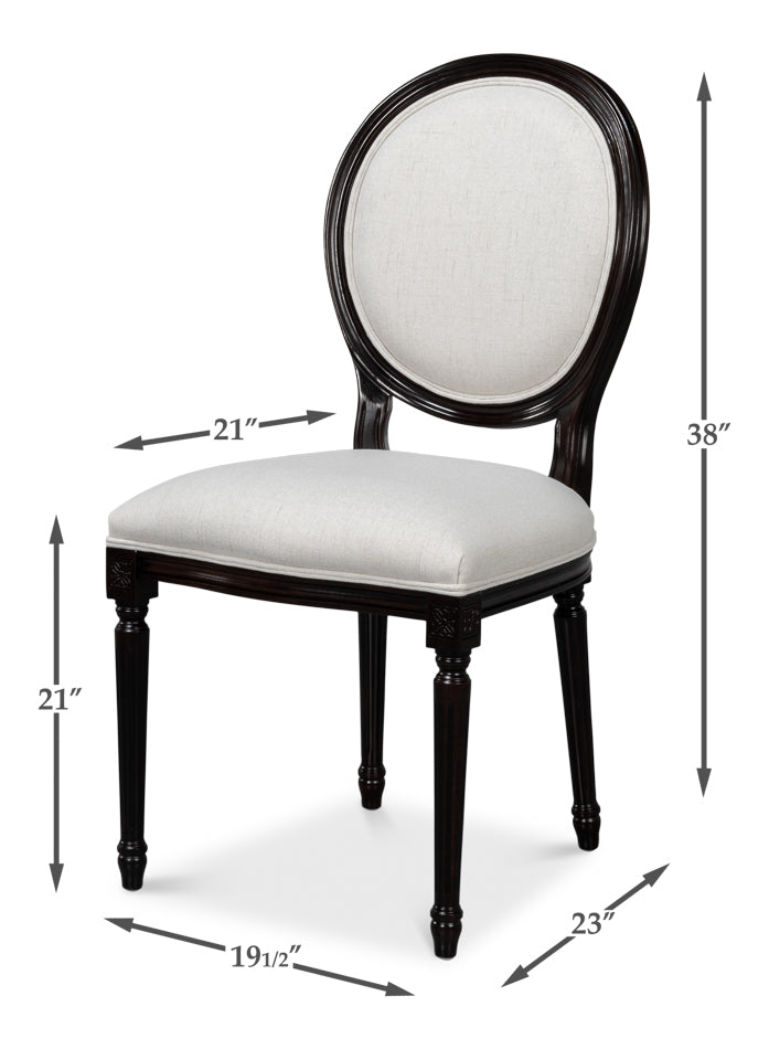 Oval Wood Black Armless Side Chair (Set of 2)