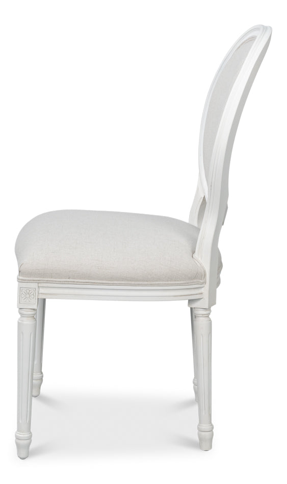 Oval Wood White Armless Side Chair (Set of 2)