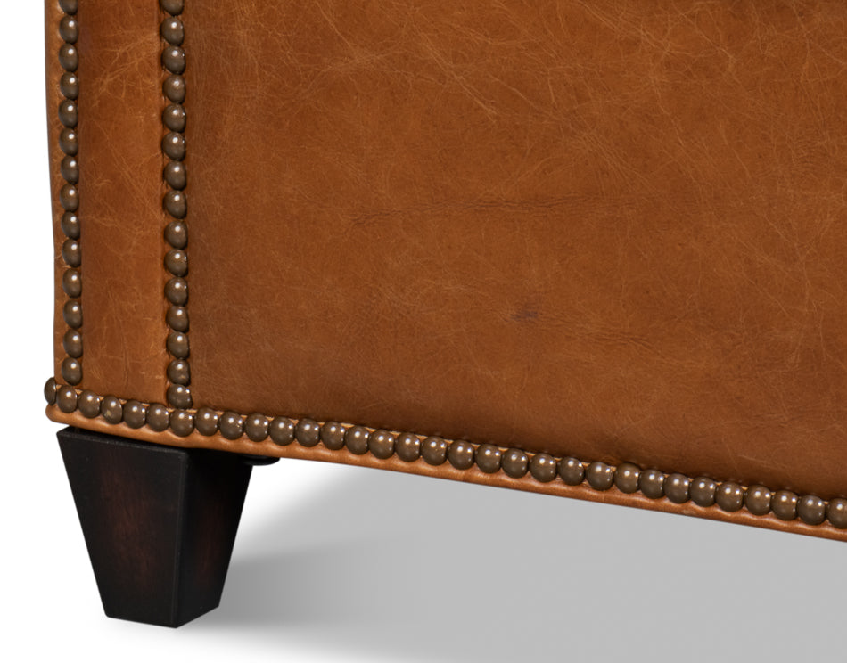 Vandike Wood and Leather Brown Arm Chair