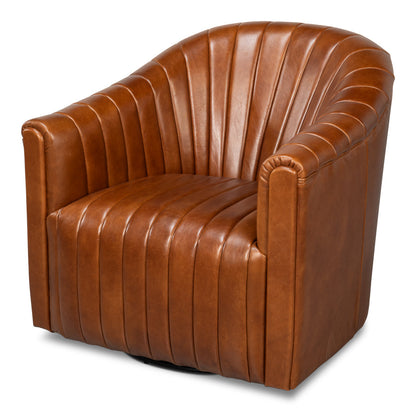 Essex Havana Brown Leather Swivel Chair