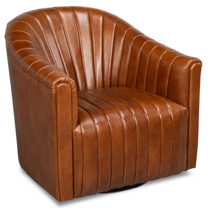 Essex Havana Brown Leather Swivel Chair