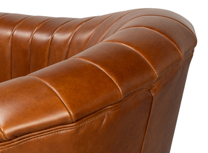Essex Havana Brown Leather Swivel Chair