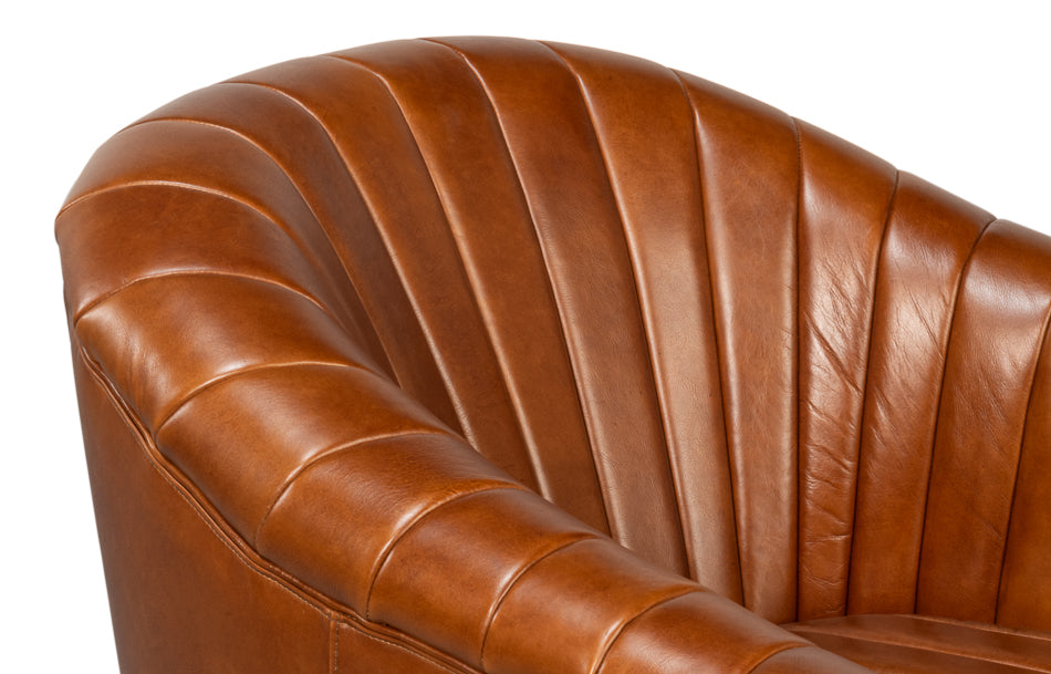 Essex Havana Brown Leather Swivel Chair