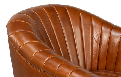 Essex Havana Brown Leather Swivel Chair