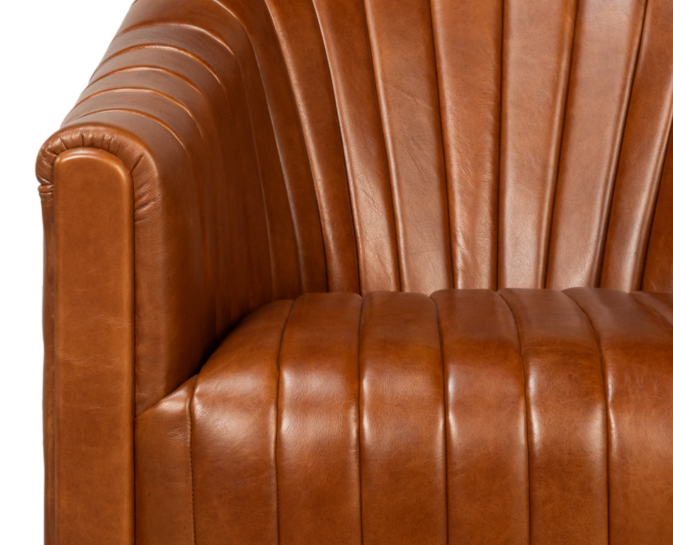 Essex Havana Brown Leather Swivel Chair