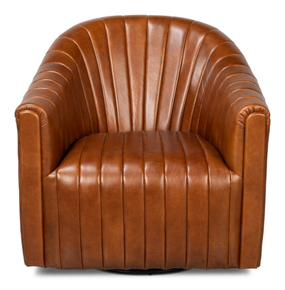 Essex Havana Brown Leather Swivel Chair