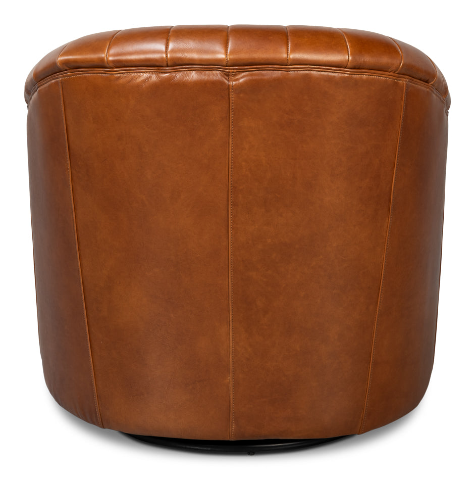 Essex Havana Brown Leather Swivel Chair