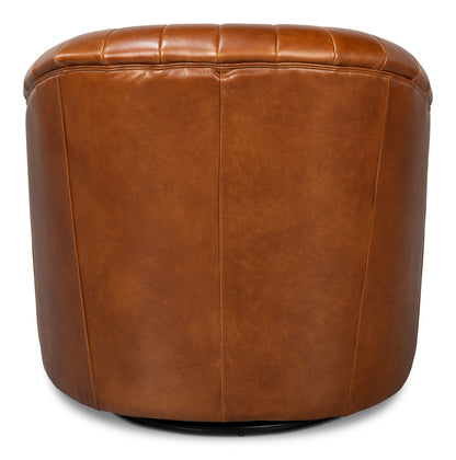 Essex Havana Brown Leather Swivel Chair