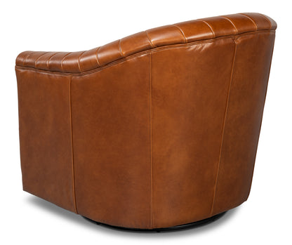 Essex Havana Brown Leather Swivel Chair