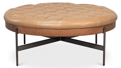 Corbet Tufted Leather Cocktail Ottoman